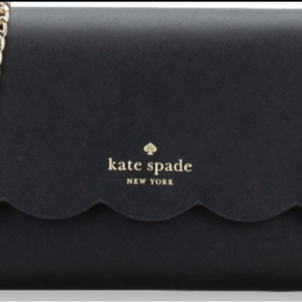 ♠️NWT Kate Spade Gemma Scalloped Smooth Leather Gemma Crossbody Bag, Color Black - Picture 11 of 11